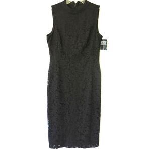 NINE WEST *NWT* Dress Size 8 Sleeveless Midi Black Lace Party Elegant Classic
